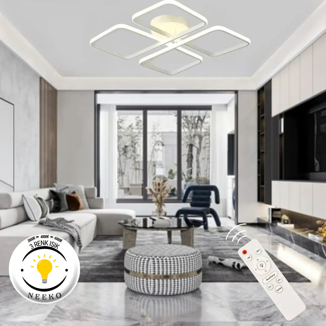Novem Plafonyer Ultra Süper Power Ledli Tava Sıfır Avize  3 Renk KUMANDALI