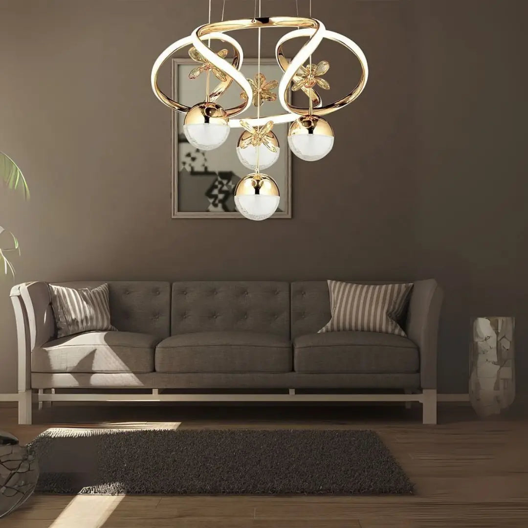 BELEM LED’li Sarkıt Avize – 3 Farklı Işık Tonu & Kumandalı/Dimmer Özelliği Gold Kaplama