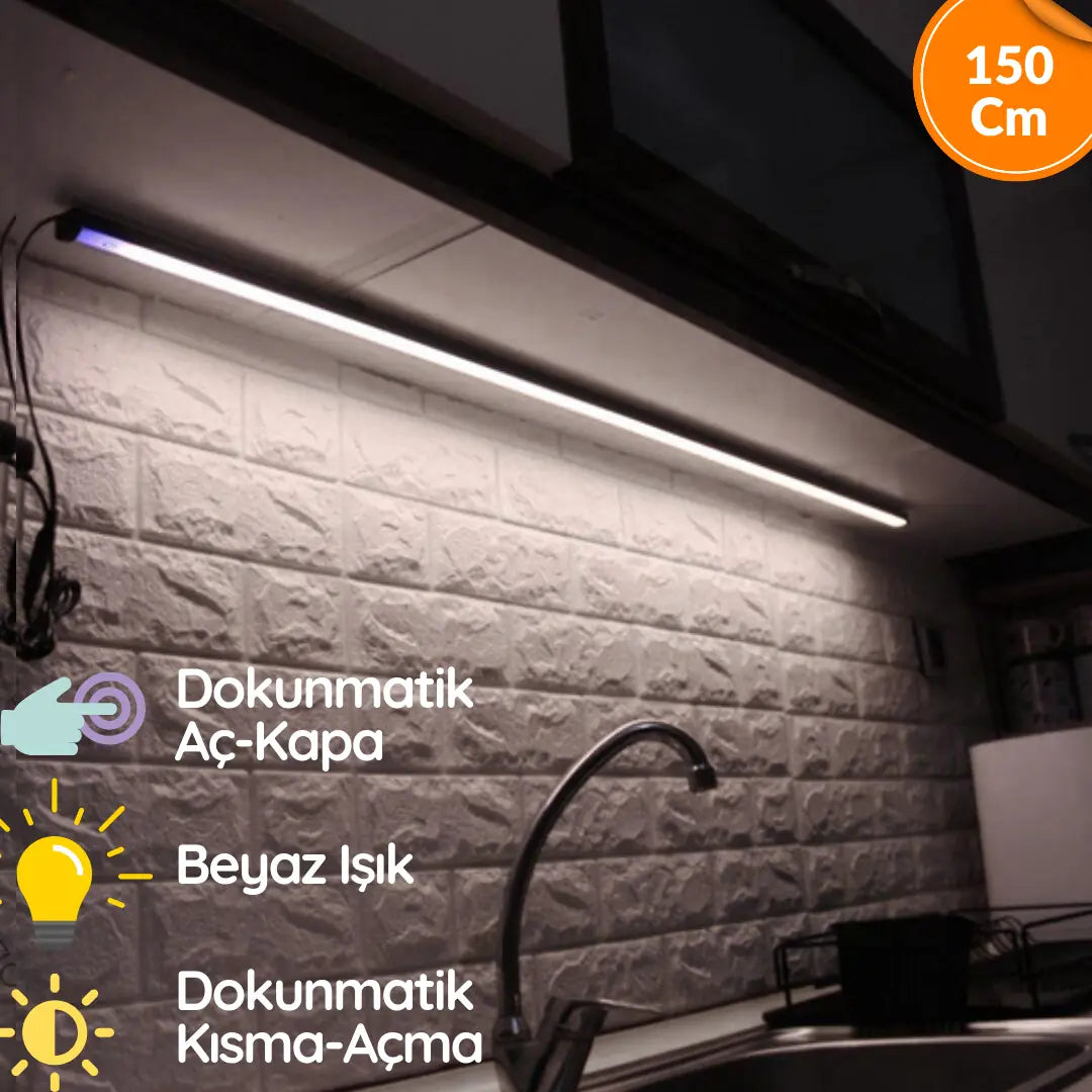Mutfak Tezgah Üstü Dokunmatik Led Bar Aydınlatma BEYAZ IŞIK 150 cm