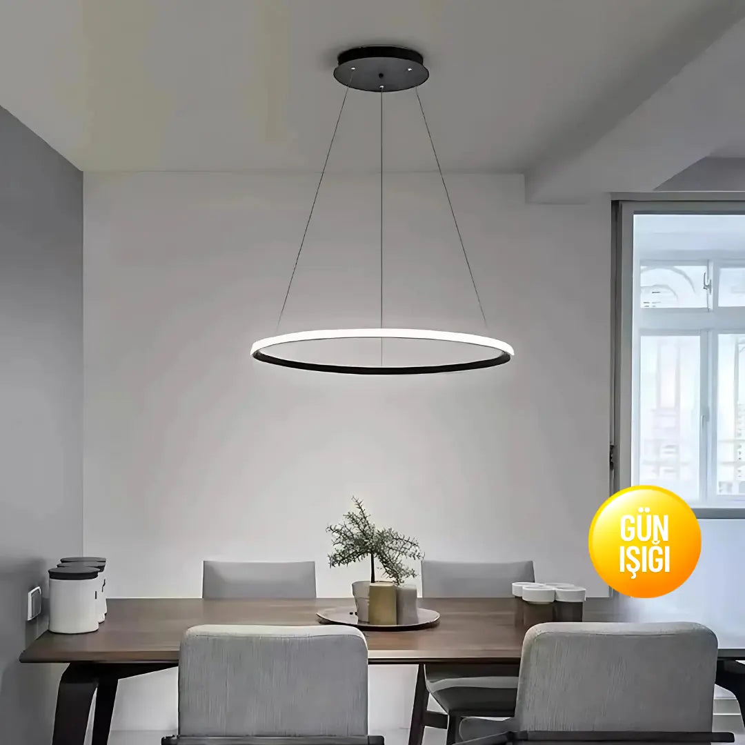 Robin Tekli Siyah Sarkıt Avize Gün Işığı Ledli