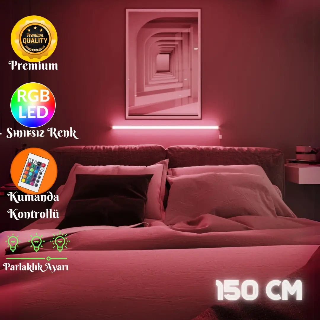 Zyra Kumandalı RGB Lambader – 16 Renk Seçeneği, 4 Dinamik Işık Modu, Dekoratif LED Lamba 150 CM