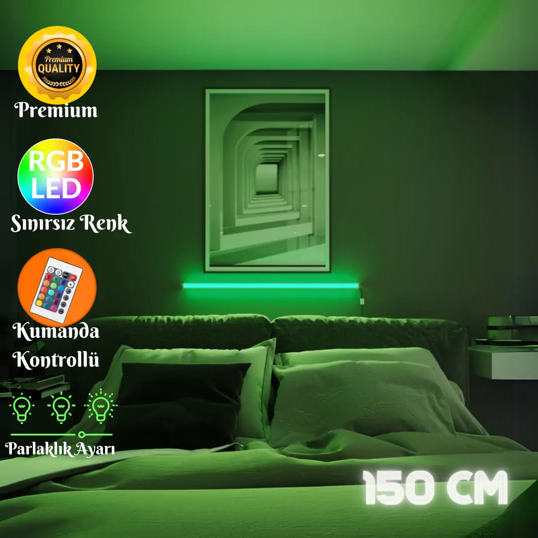 Zyra Kumandalı RGB Lambader – 16 Renk Seçeneği, 4 Dinamik Işık Modu, Dekoratif LED Lamba 150 CM