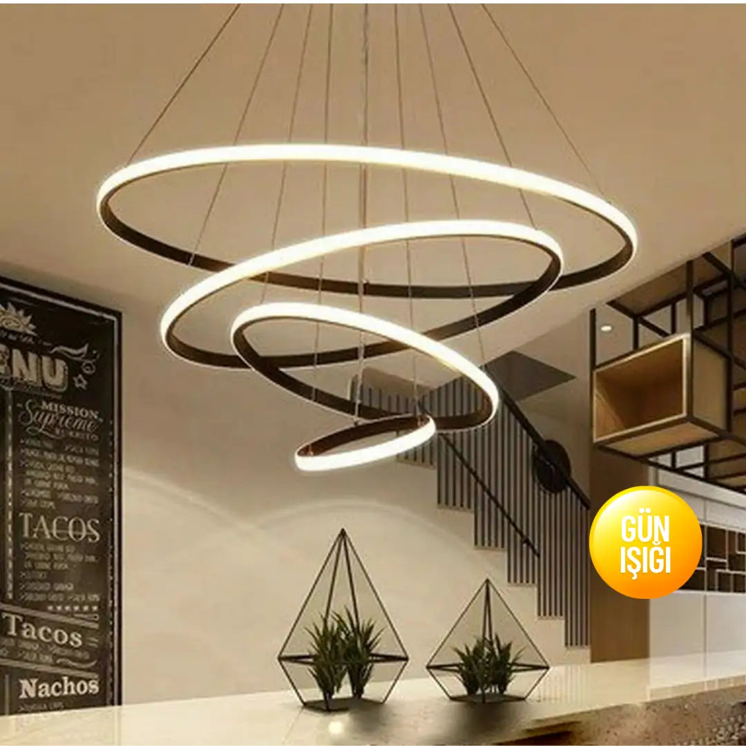 Robin 4 'lü Siyah Ultra Süper Gün Işığı Ledli Avize