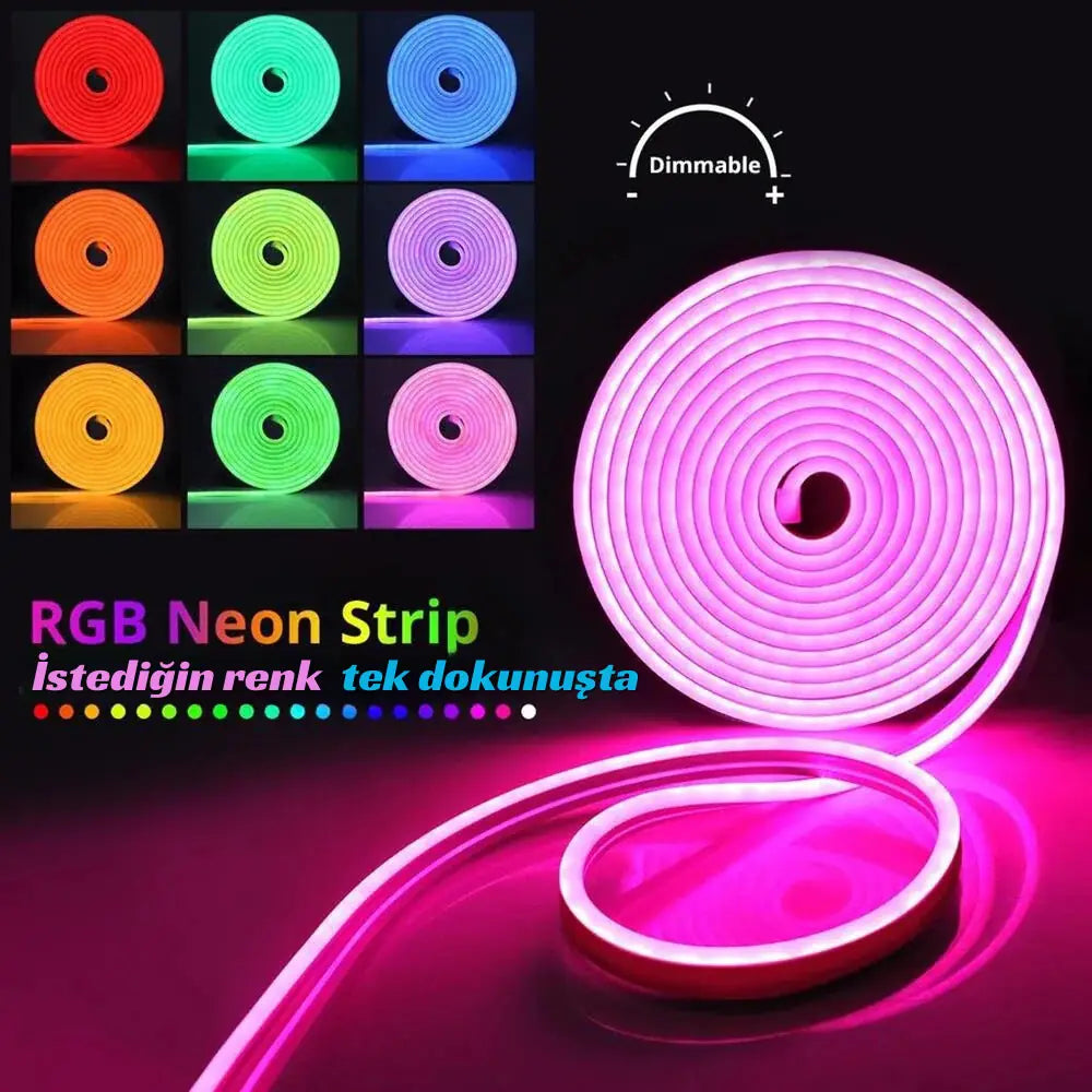 Flexin Neon Rgb Led - Sese Müziğe Duyarlı Kumandalı -çok Renkli (ÖLÇÜ SEÇENEĞİ)