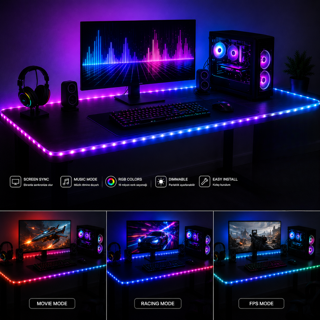 Masa Kenarı Yapışkanlı Led Ambilight PC SENKRON
