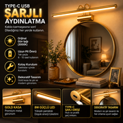 Flüt Aplik / 35CM / Şarjlı LED Aplik / Type-C USB Kablosuz Duvar Lambası 8W Gün Işığı 3000K